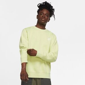 Nike UniSex Neon Yellow Crewneck Sweater with Embroidered Nike - Size M